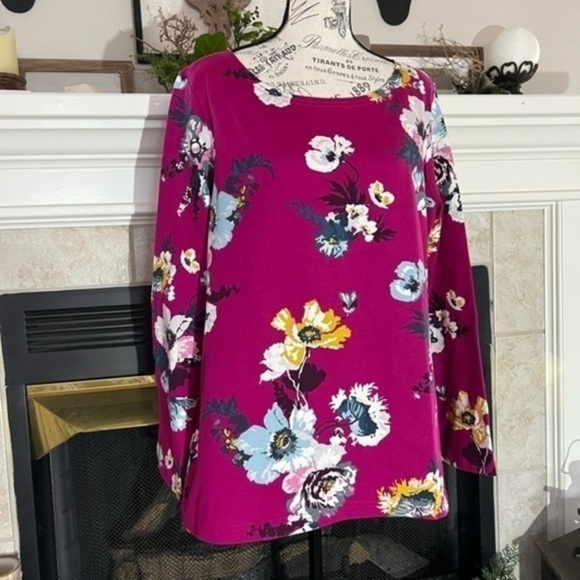 JOULES Harbour Print Jersey Top in Ruby Pink Rosy - Picture 13 of 15